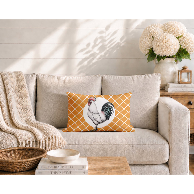 Oreiller réversible intérieur / extérieur Rooster, 20 po x 14 po, Orange