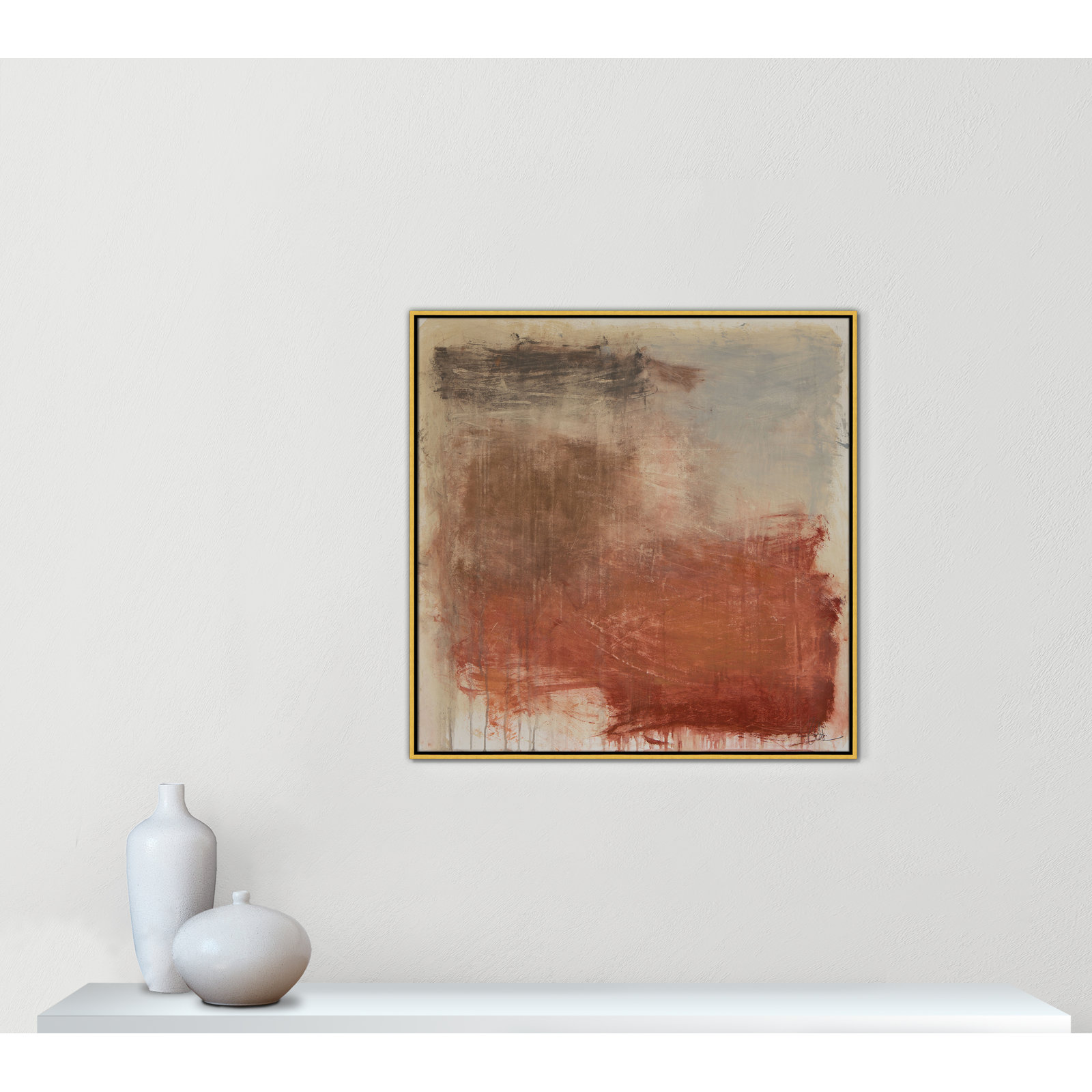 Autumn Over The Rivera Print by , 37.5" H x 37.5" W, Gold