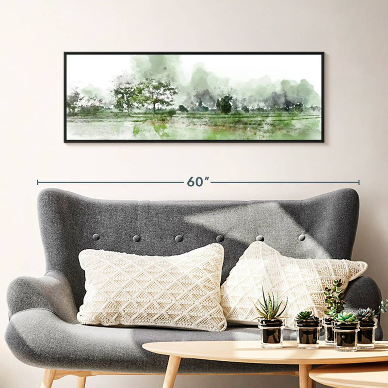 Champ paysage Wilbourn, 43 po x 15 po, Cadre flottant noir