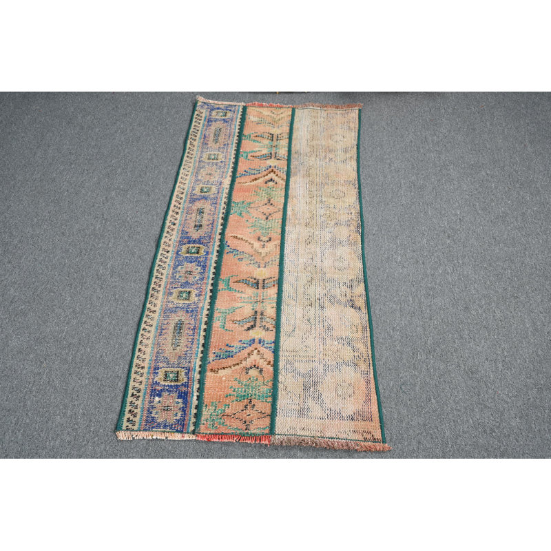Tapis de couloir vintage turc tissé à la main dans des couleurs uniques pour un décor bohème dans de petits espaces