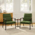 Fabric Upholstered Accent Armchair With Metal Frame And Wooden Armrests