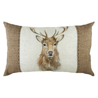 Cerritos Hessian Stag Rectangular Throw Pillow Cover
