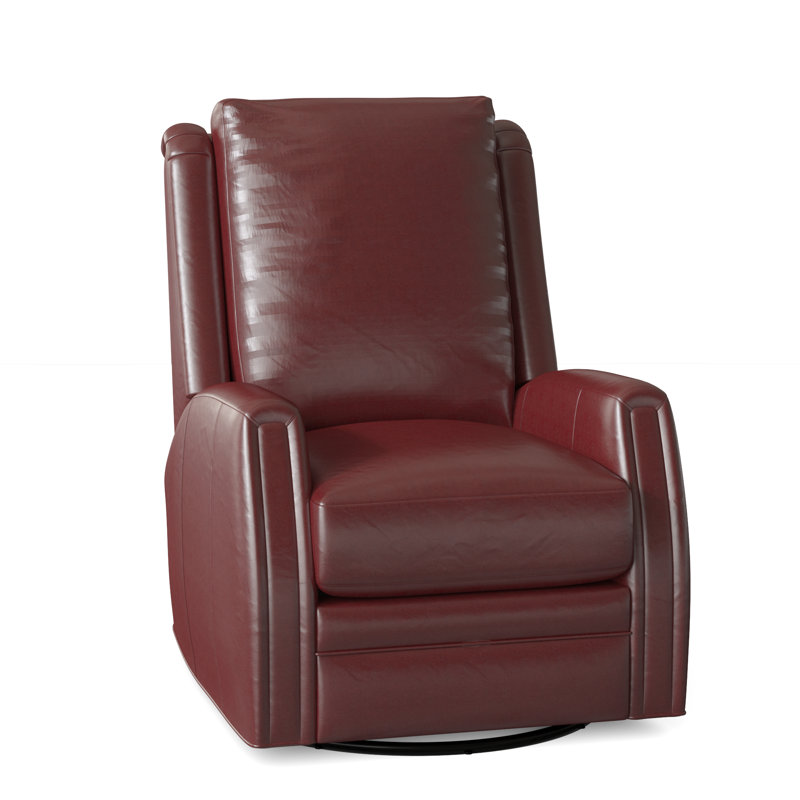 Lockhart Recliner, Swivel Glider with Manual Recline & Inside Release, No Nailhead, Alpine Dark Grey Genuine Leather