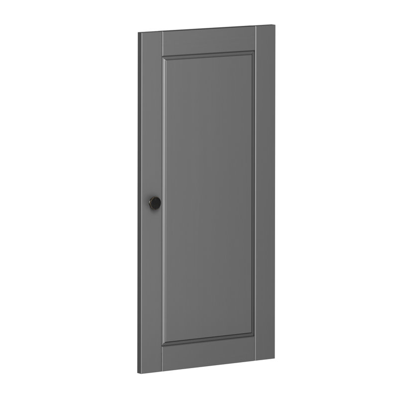 Ensemble de porte à panneau surélevé 100% bois massif Wilken, Gris