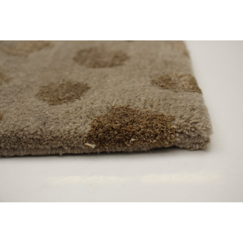 Tapis brun en laine noué à la main à motif abstrait 4 pi x 5 pi 10 po Allysah