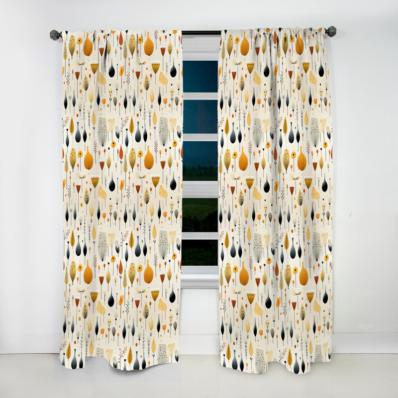 Mcm Minimalist Charm I - Mid-Century Velvet Curtain - Room Darkening - 1 Panel, 52" W x 120" L