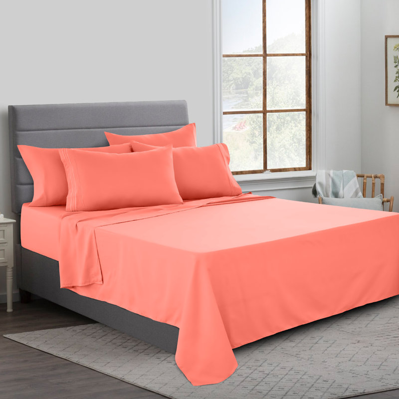 Lux Decor 6-Piece Ultra-Soft Microfiber Sheet Set Deep Pocket Fitted Sheet, Wrinkle & Fade-Resistant, Hotel Quality Bedding