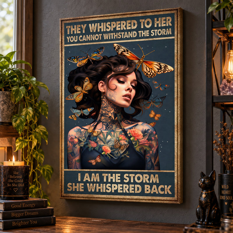 «I Am The Storm», art mural sur toile tendue avec des papillons, L 16 po x H 20 po
