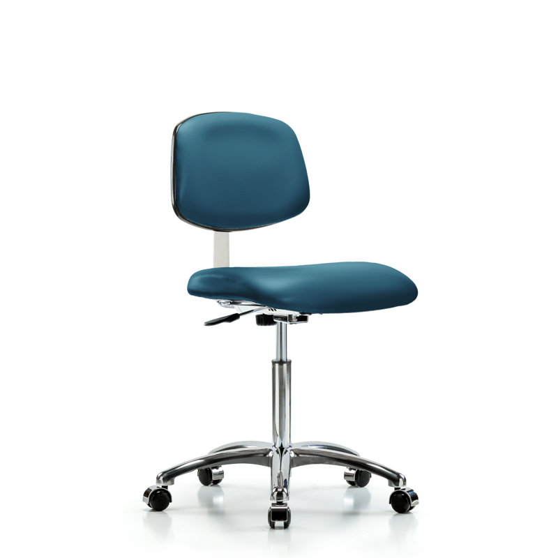 Anglie Vinyl Task Chair, Blue, Casters