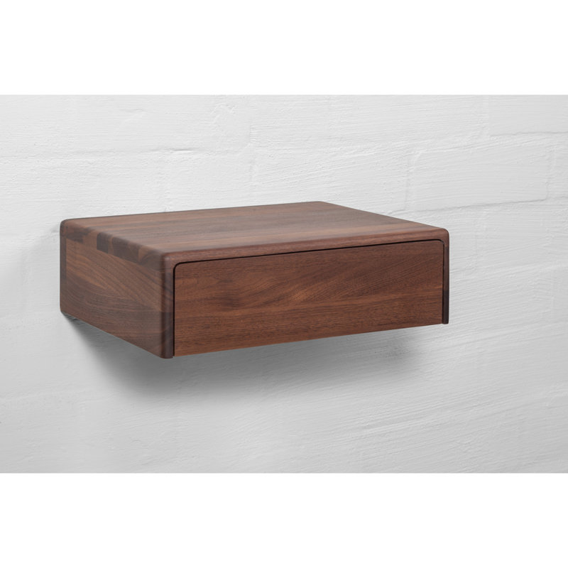 Table de chevet en bois Frank - Noyer, finition laquée mat