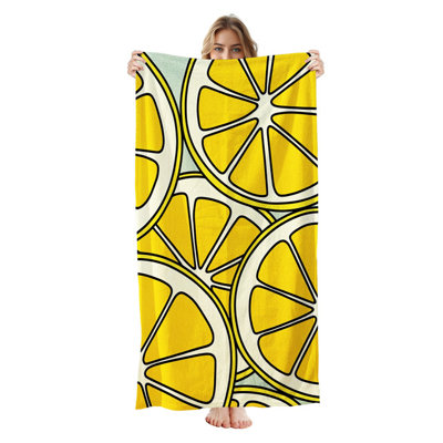  Serviette de plage légère en microfibre, absorbante sans décoloration, 30 po x 60 po, tranche de citron