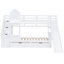 Lit superposé blanc Twintwin avec design, 2 tiroirs, 3 tablettes, glissade, capacité de poids pour l'ambiance de la chambre à coucher