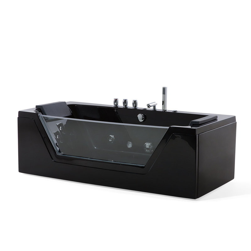 Rourke x Whirlpool Acrylic Bathtub with Tap, Black, 55cm H x 71cm W x 150cm D
