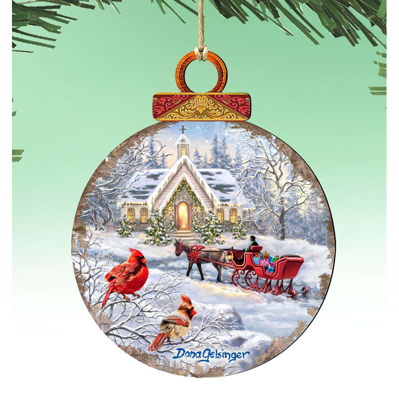 Sleigh Ride Wooden Ornament by Gelsinger