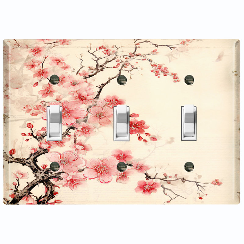 Assiette murale à 3 lumières pour arbre de Noël rose avec fleurs de sakura rose