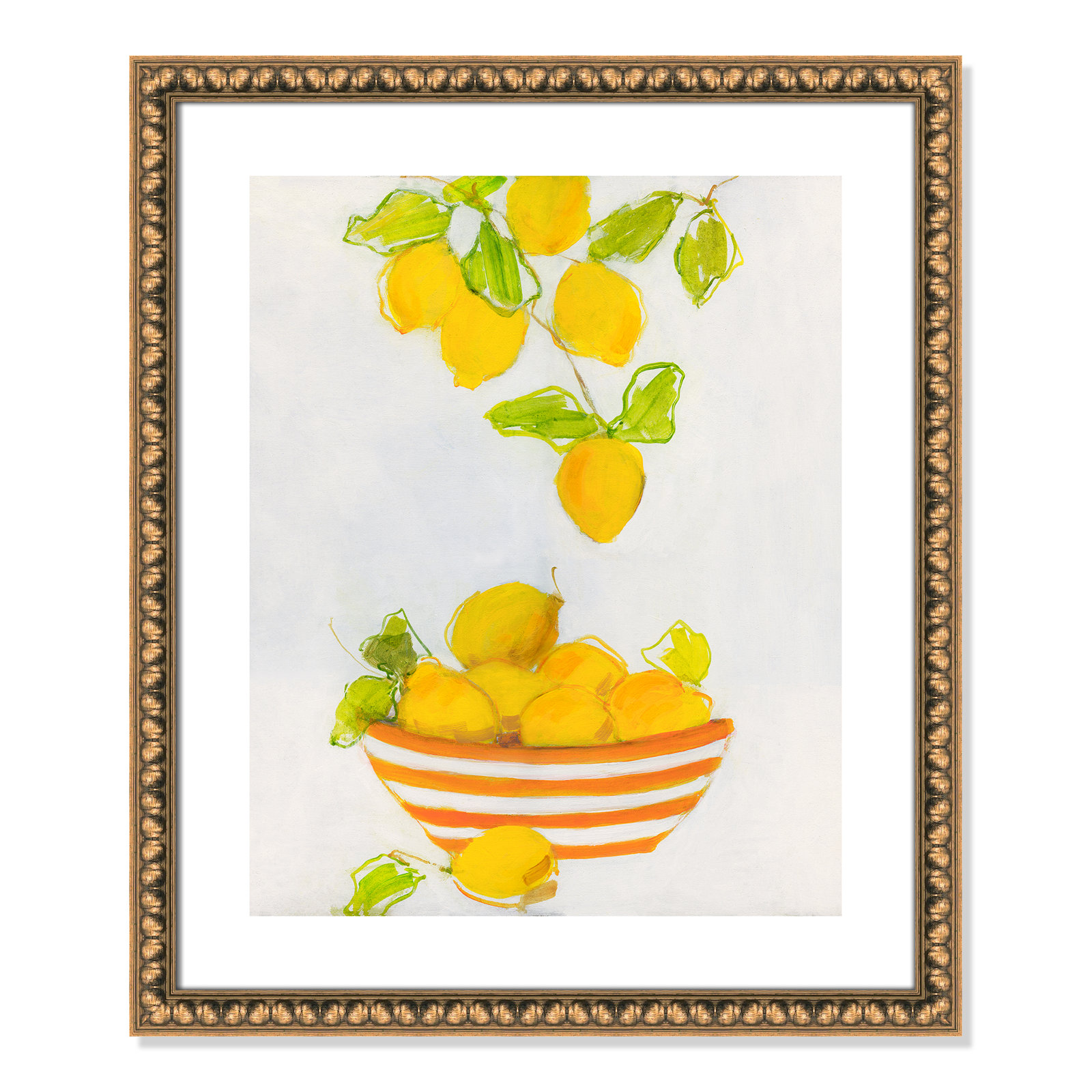 Darcy "Lemonlicious" Painting by Sally Swatland, 25.5" H x 21.5" W x 1.13" D, Gold Bead Framed Paper