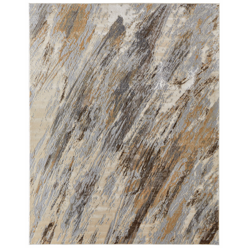 Tapis ivoire à motif abstrait Carbry, Rectangle de 10 pi x 14 pi