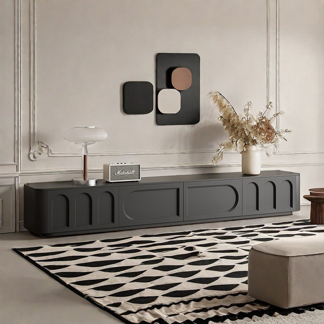 ComfyFurnituress Retro arch design and ample storage TV cabinet ...