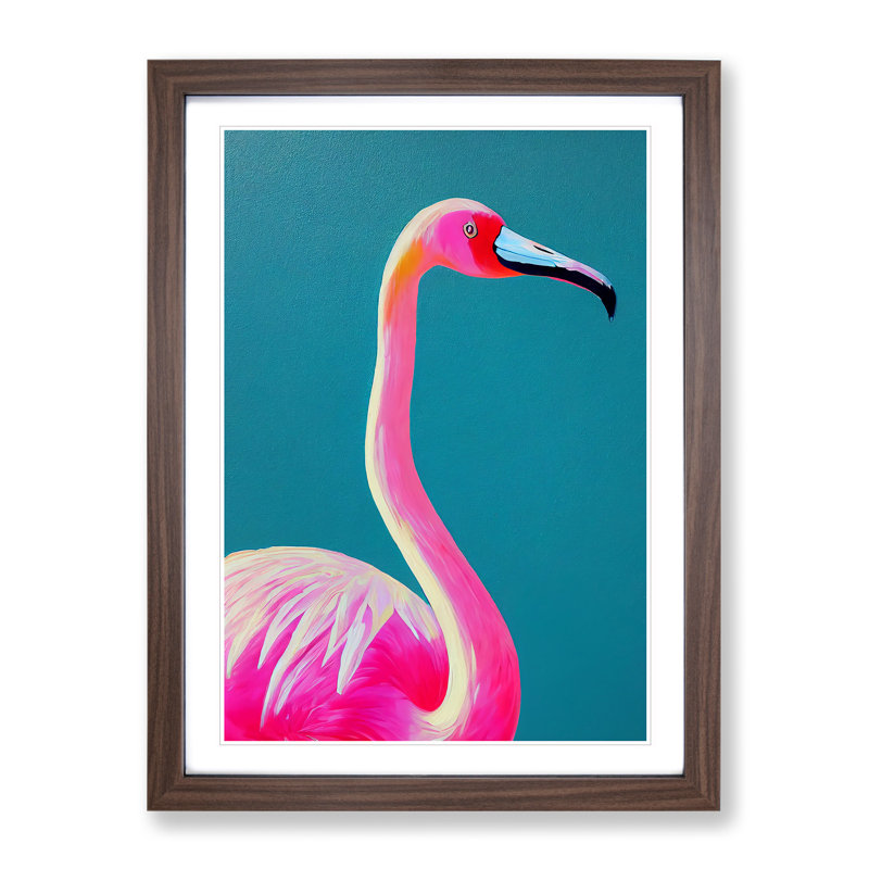 The Pretty Flamingo - Single Picture Frame Print, 64cm H x 46cm W x 2cm D, Walnut Framed
