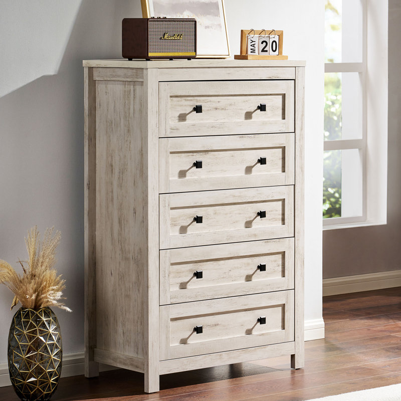 Arlina Farmhouse 5 - Drawer Chest,White, White