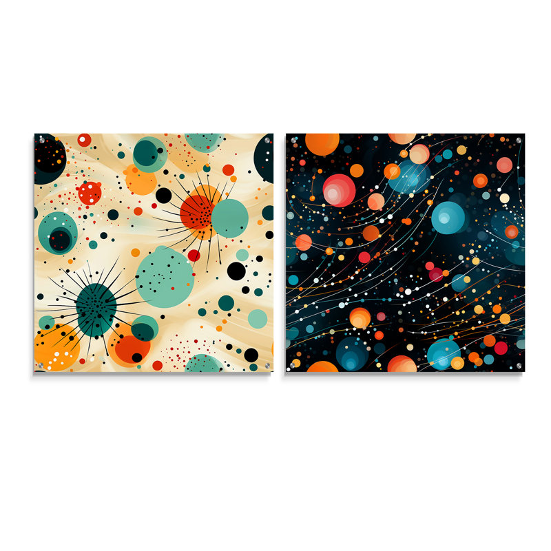 Cloyed - Ensemble de 2 verres muraux abstraits en acrylique, H 30 po x l 61 po