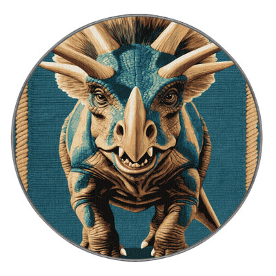 Machine Washable Dinosaurs Green Area Rug
