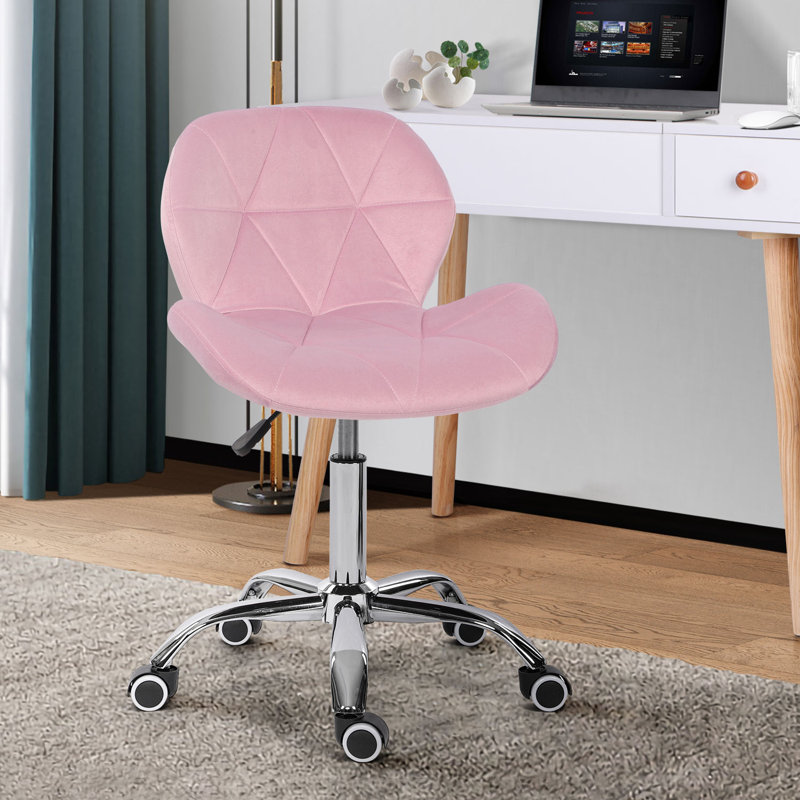 Erltrud Velvet Office Chair, Pink, Velvet