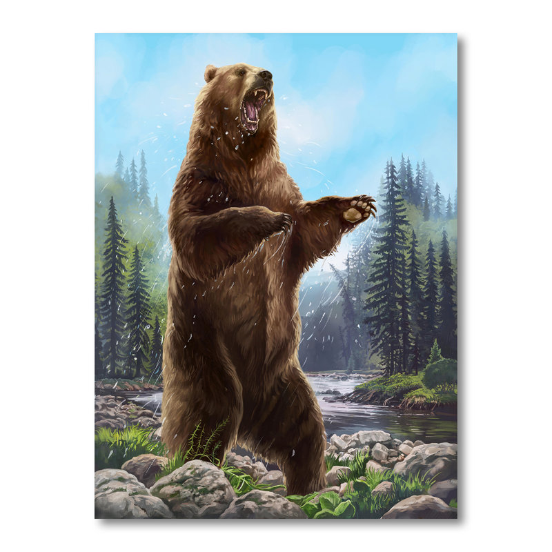 Ours debout - Peinture sur toile, H 44 po x l 34 po, Toile tendue