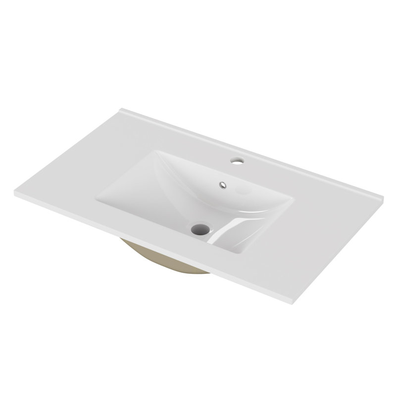 Comptoir de meuble-lavabo minimaliste moderne de 30 pouces avec surface en céramique durable et facile à nettoyer Northbrook