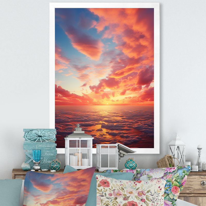 «Tillery Ocean Sunrise» sur toile, H 20 po x l 12 po x P 1 po, Cadre photo blanc