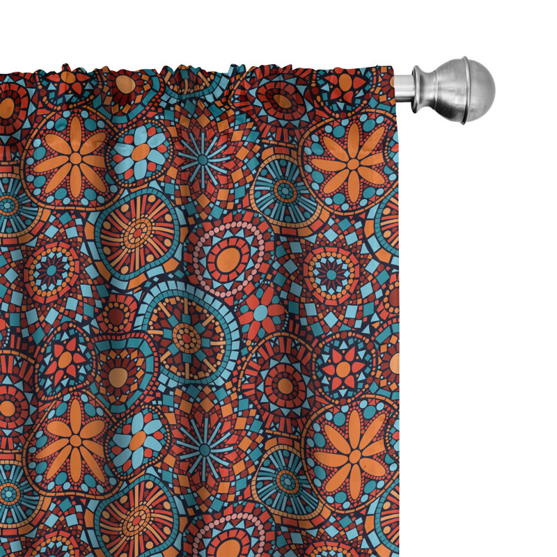 Mandala Geometric Semi-Sheer Rod Pocket Curtain Panels, 28" x 95"