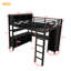 Lit mezzanine en métal avec rangement et tablettes, bureau pleine grandeur noir pour garde-robe pour adultes-121105477