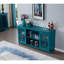 Buffet bleu sarcelle de 60 po et pieds pratiques en bois massif avec tablettes réglables pour buffet Space