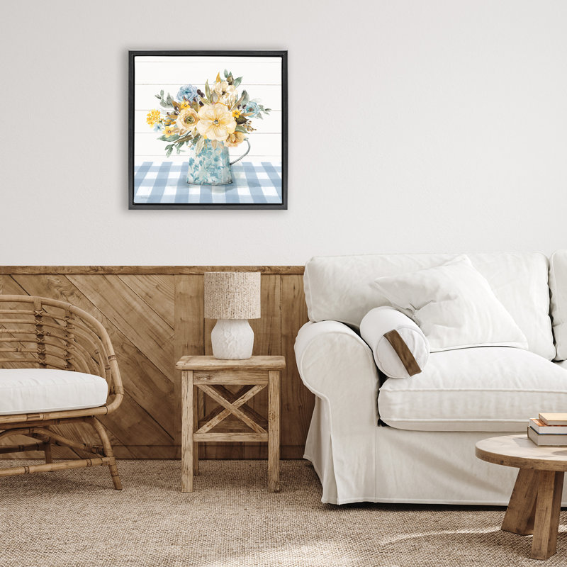 Cadre flottant floral Summer Bouquet Farmhouse, design par Carol Robinson, Cadre flottant noir de jais, H 18 po x l 18 po