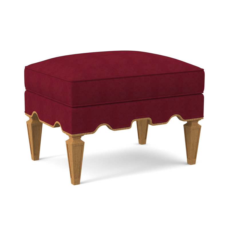 Palm Upholstered Ottoman, Amber, Margaret Lipstick Polyester Blend