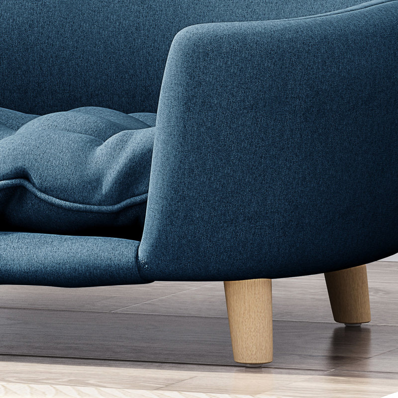 Lit pour chien confortable avec pieds en bois de bouleau de style Mid-Century moderne, bleu marine, assemblage requis, sécurité du coussin