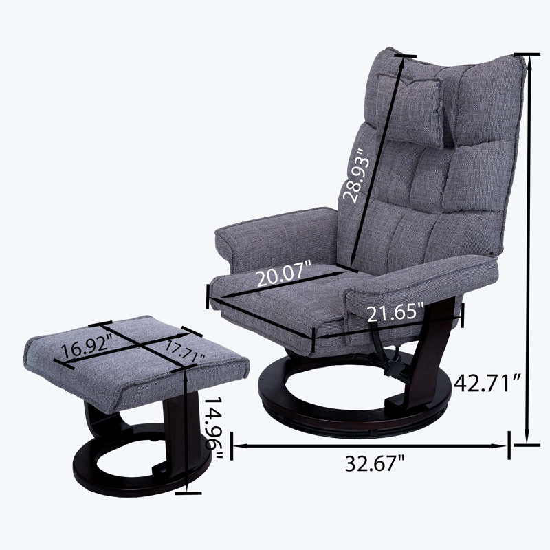Fauteuil de massage inclinable à 8 points avec repose-pieds, tissu chenille chauffant, dossier ergonomique et rotation à 360° pour un confort et une relaxation ultimes.