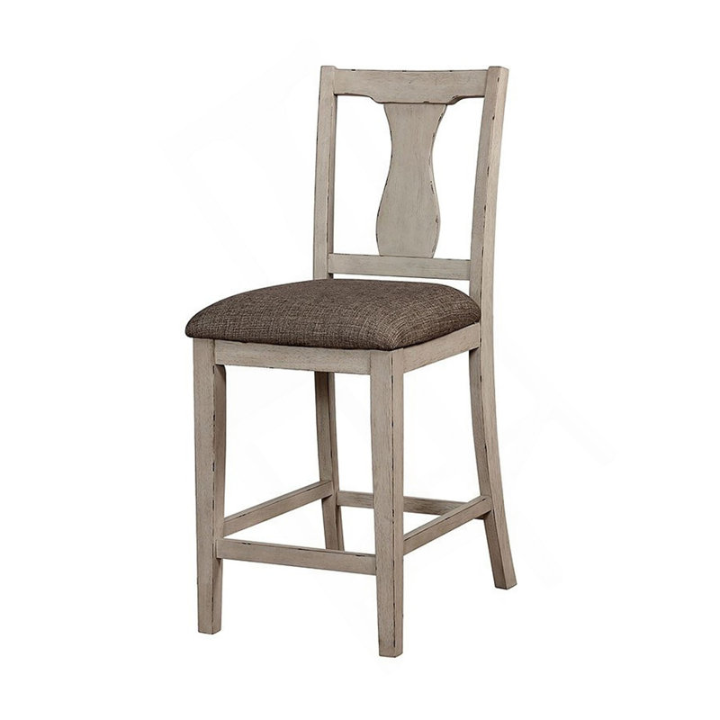 Ensemble de salle à manger de style rustique blanc antique 5 pièces ensemble de salle à manger à hauteur de comptoir avec tablettes et chaises hautes