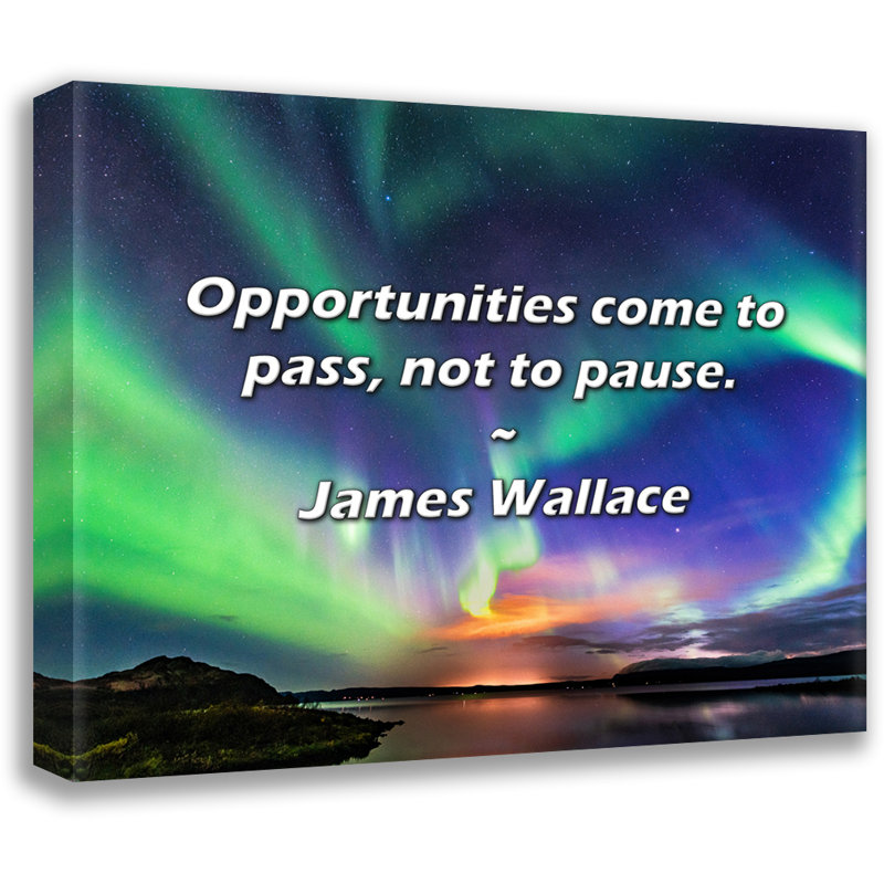 James Wallace Quote: Opportunities come to pass, not to pause., 15" H x 18" W