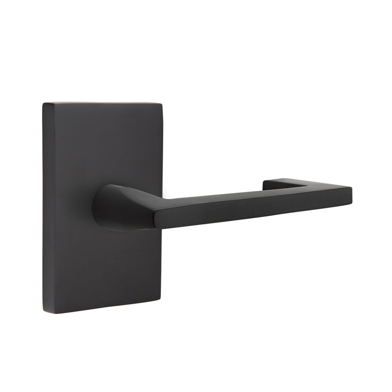 Argos Flat Double Dummy Door Lever with Rectangle Rosette, Flat Black, Right