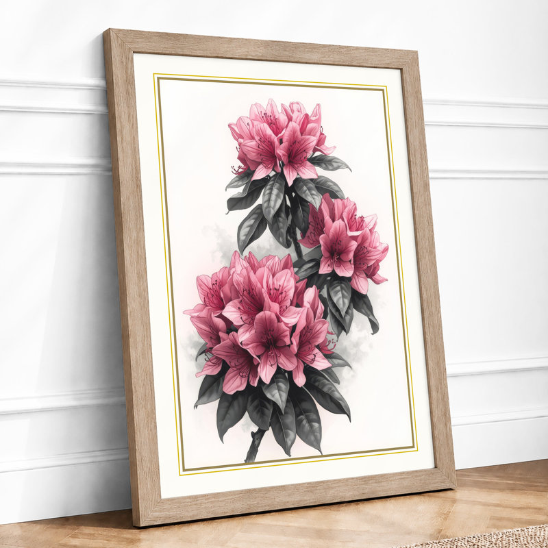 Pink Peonies Study Botanical - Print, A1 - 84.1 x 59.4 cm, Oak