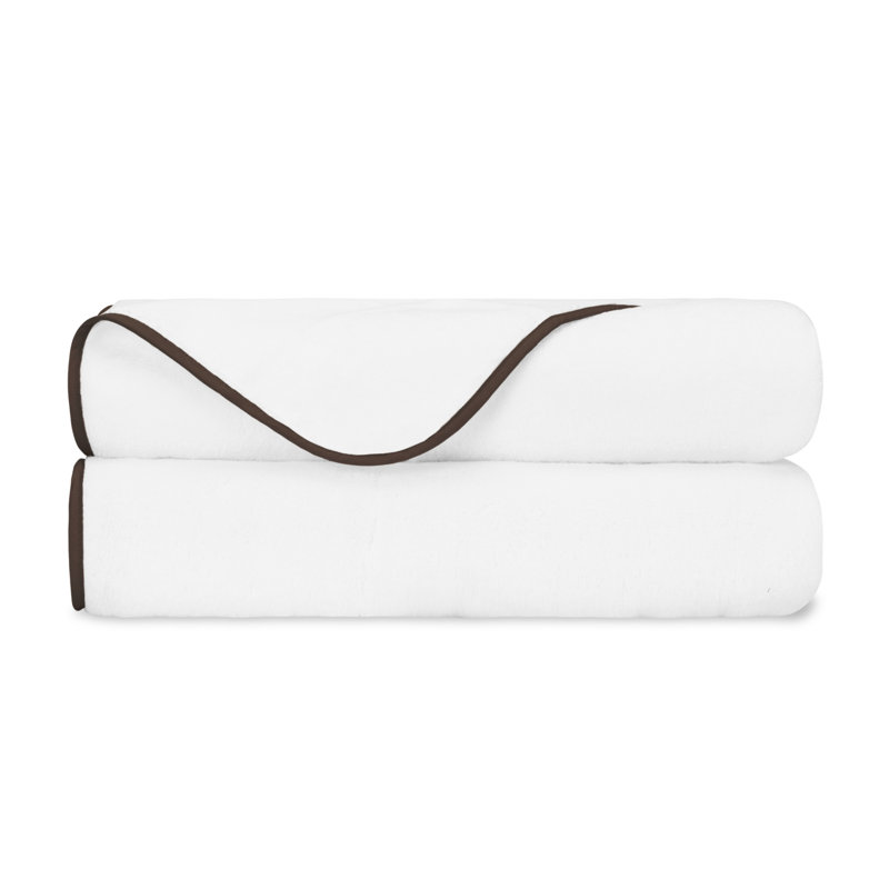 Bodrum Turkish Cotton Bath Towel, White/Chocolate