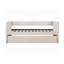 Lit de jour moderne en tissu beige avec couchette, cadre en bois et design polyvalent pour un usage domestique-1099352154