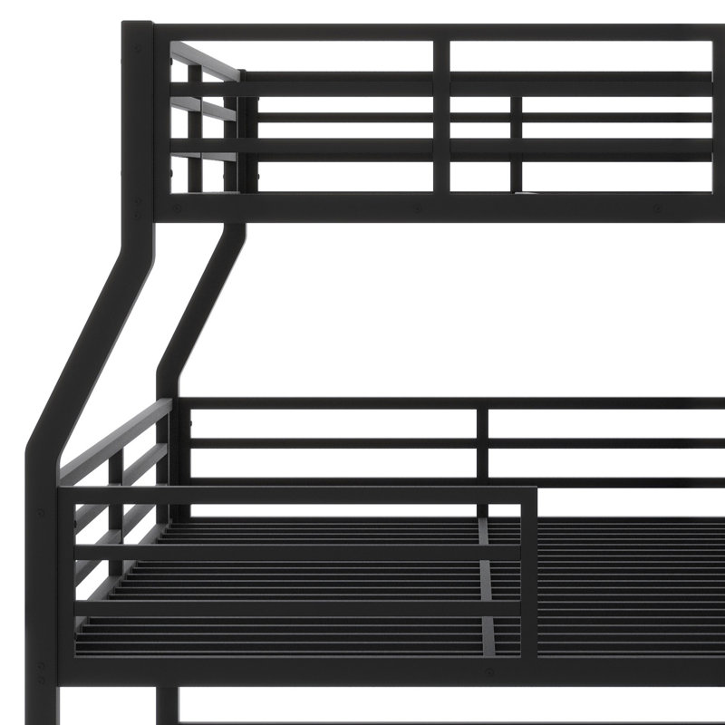 Metal Triple Bunk Bed With Safety Guardrails, Full/Extra-Long Full Over Queen Over Queen