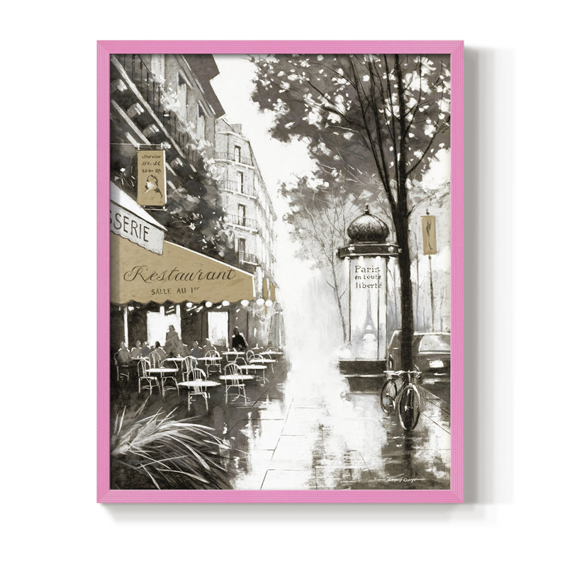 «Stroll Through Paris II», reproduction encadrée - bois massif, H 11 po x l 9 po, Pink