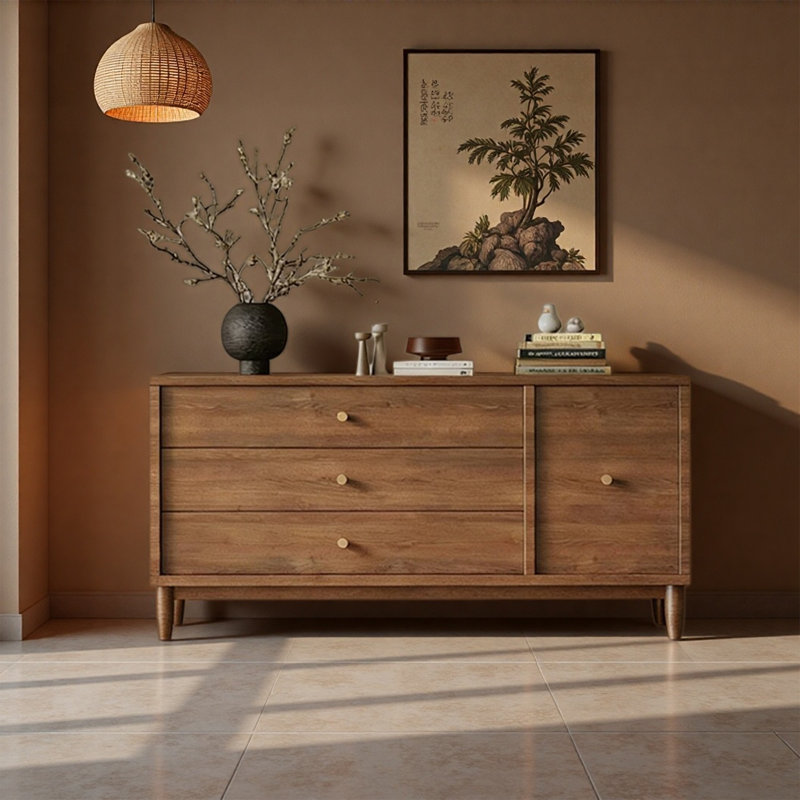 Buffet en bois foncé, H 35,43 po x l 70,87 po x P 14,96 po