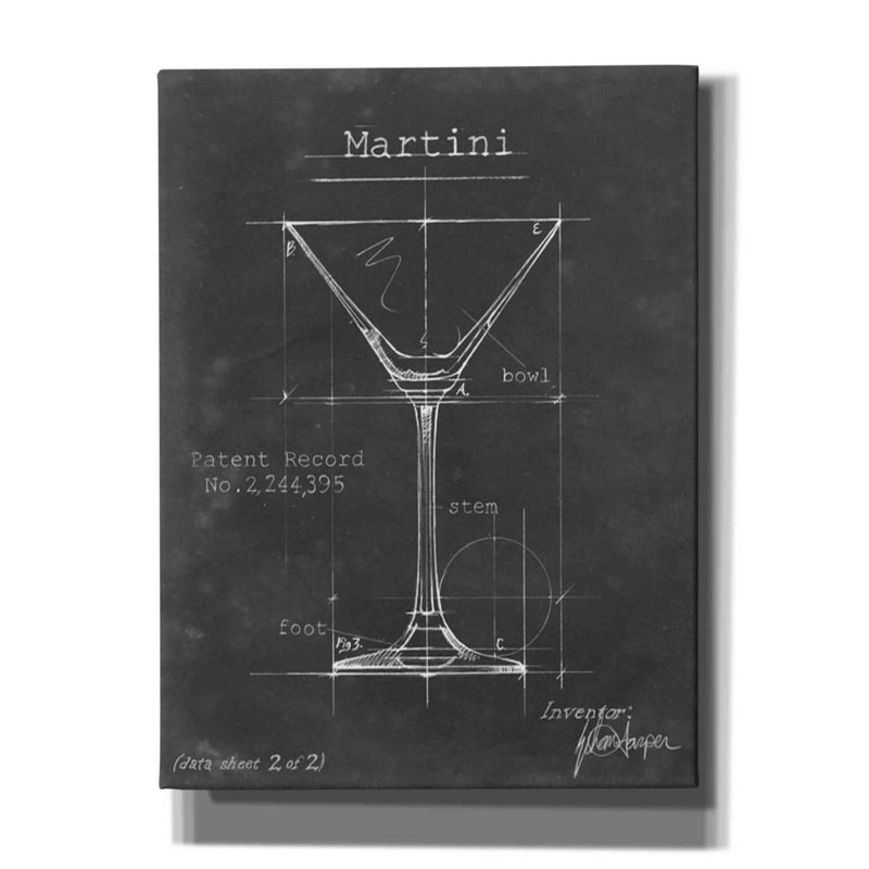 «Barware Blueprint V» par Ethan Harper, art mural sur toile, H 34 po x l 26 po x P 1,25 po