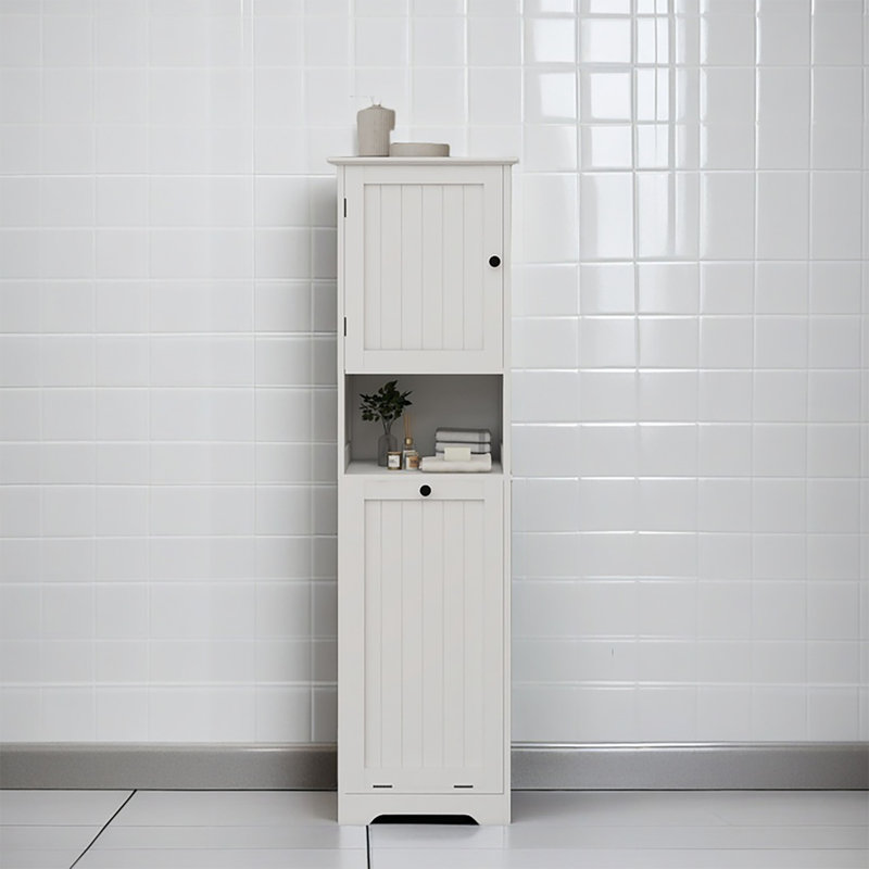 Armoire de trieur de linge inclinable à un compartiment et une porte - Blanc