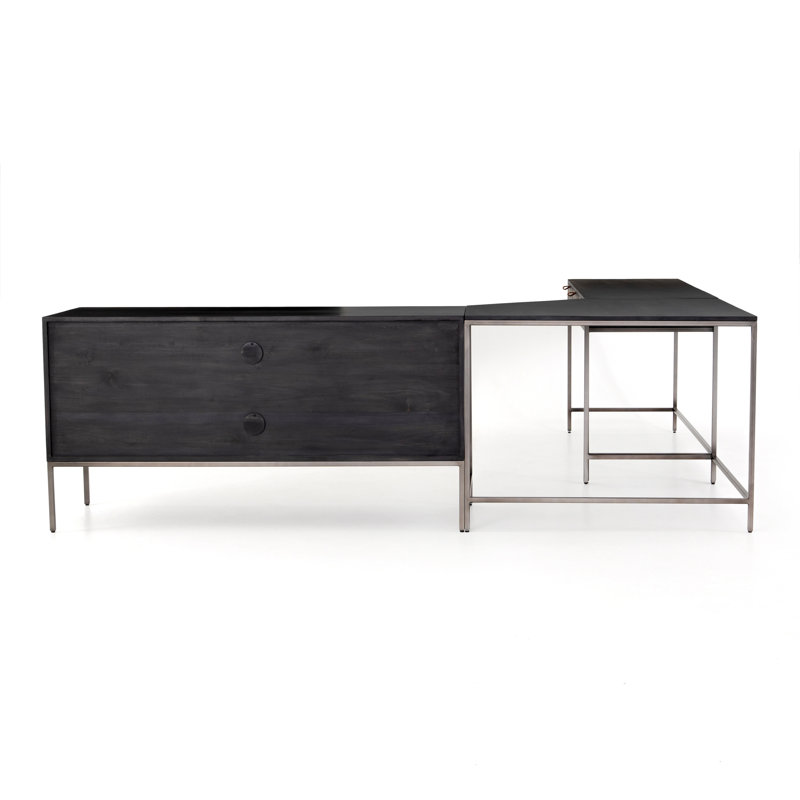 Trey Solid Wood Writing Desk, Black Wash Poplar