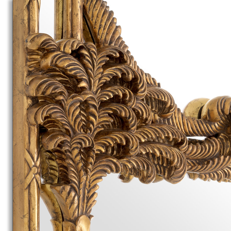 Le Royal Rectangle Solid Wood Wall Mirror, Gold